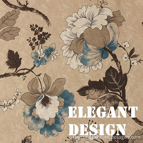 24'' Length Vintage Floral Brown Blue Kitchen Curtain